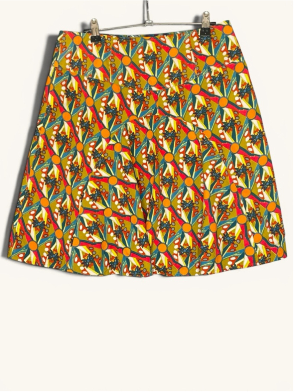 Kali Yog Geometric Print Skirt M Boho Artsy Cotton A-Line Reversible